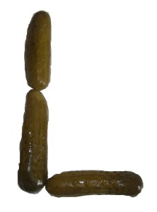 Letter L made with pickles