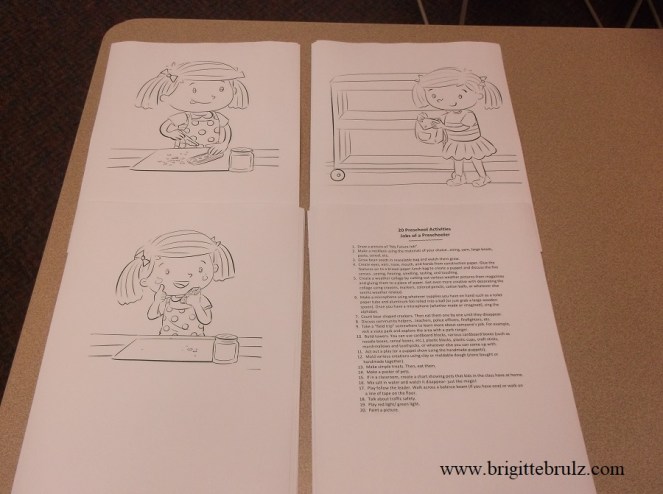 Jobs of a Preschooler coloring pages and activity sheet