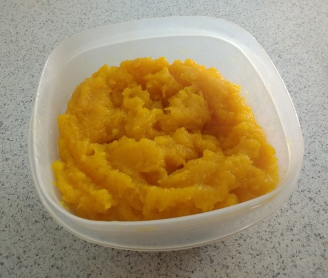 pumpkin puree in container
